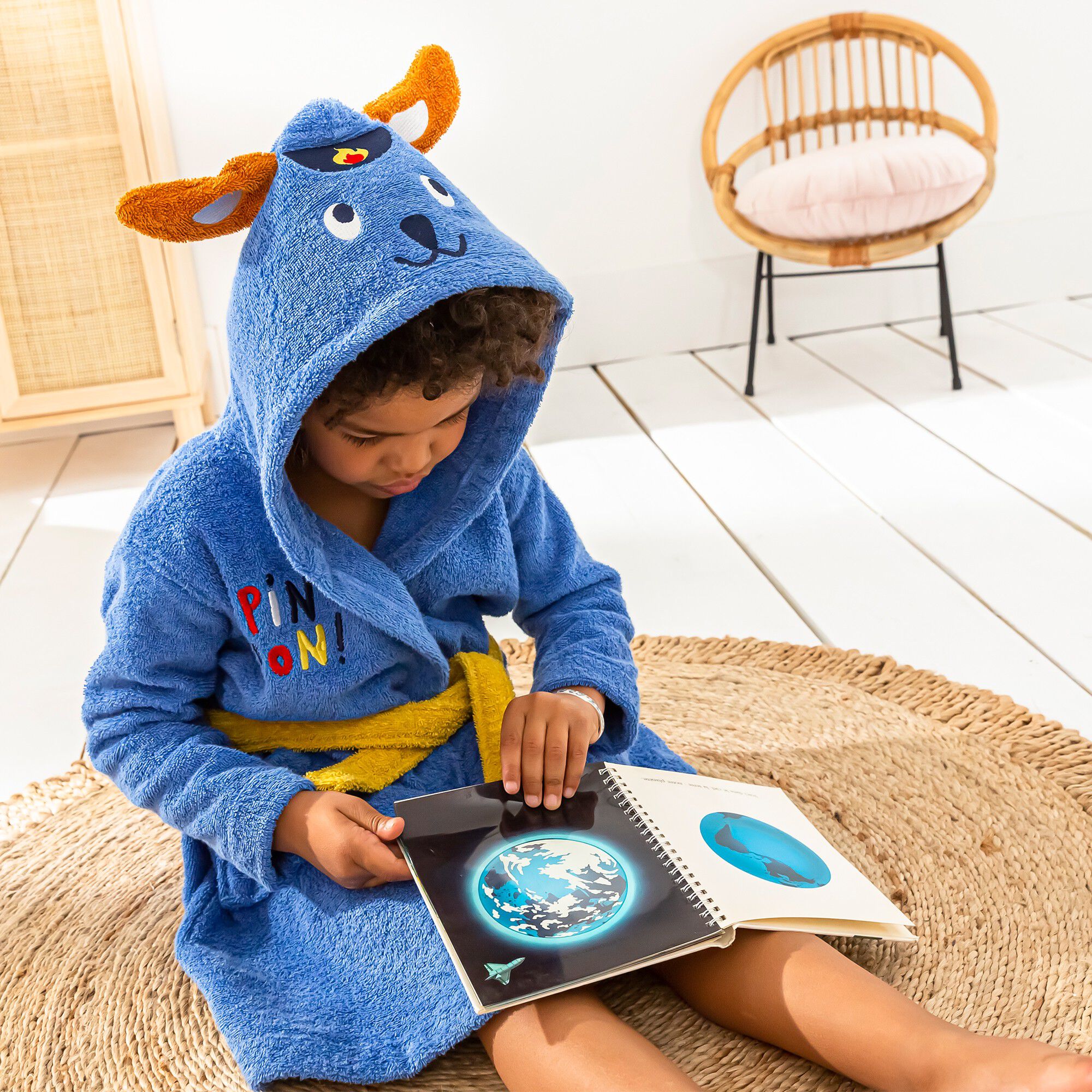 Peignoir De Bain Enfant Garçon/fille Avec Capuche Et Ceinture - Tissu Doux En Coton/polyester - Tailles 1 à 8 Ans