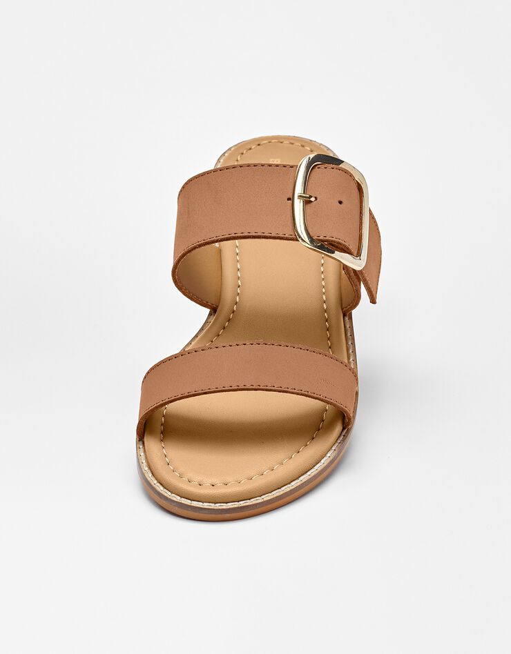 Mules plates éco-conçues en cuir naturel à boucle (caramel) Mules plates éco-conçues en cuir naturel à boucle (caramel)