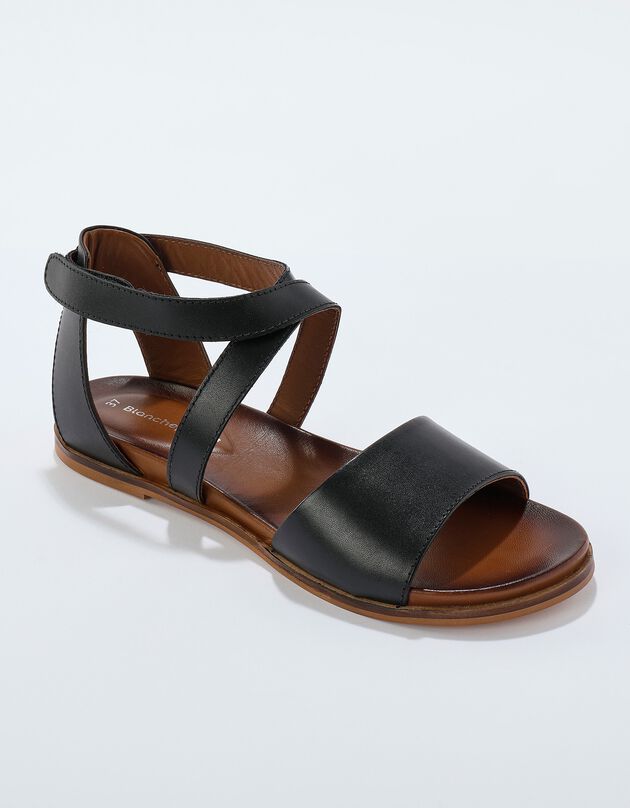 Sandales à brides scratchées (noir)