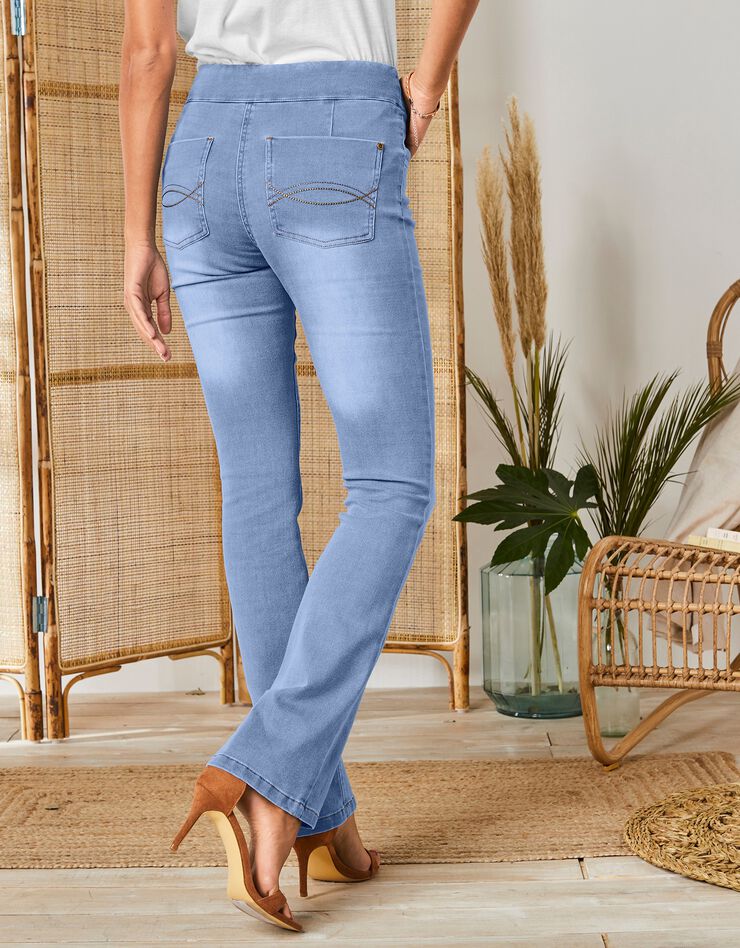 Jean bootcut ultra stretch, maille effet jean, grande stature (bleached)