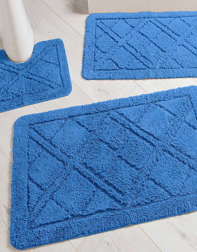 Tapis de bain losanges (bleu dur)