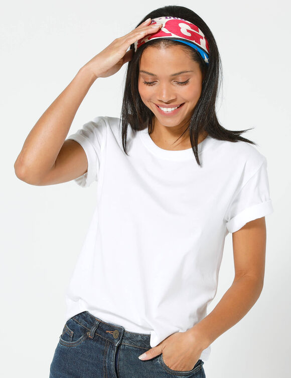 T-shirt boîte manches coudes (blanc)