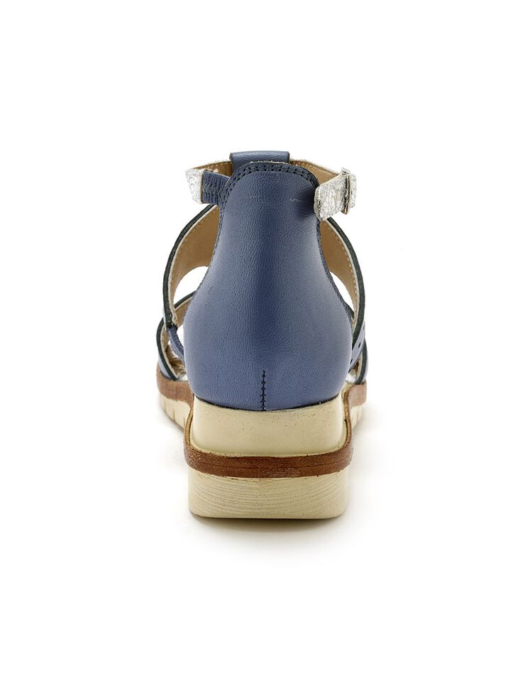 Sandales cuir ajouré pailleté largeur confort (marine) Sandales cuir ajouré pailleté largeur confort (marine)