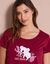 Chemise de nuit courte à manches courtes, imprimé koala (cerise)