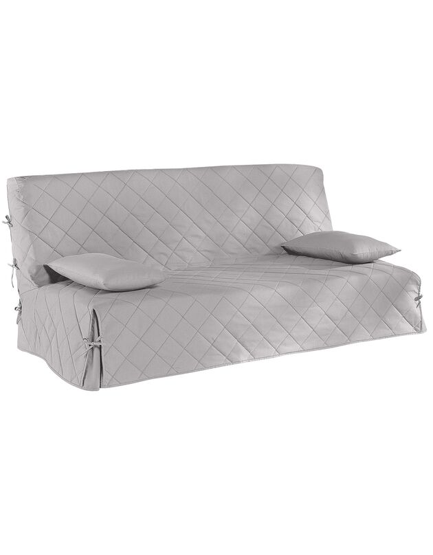 Housse clic-clac standard matelassée coton bachette uni (gris perle)