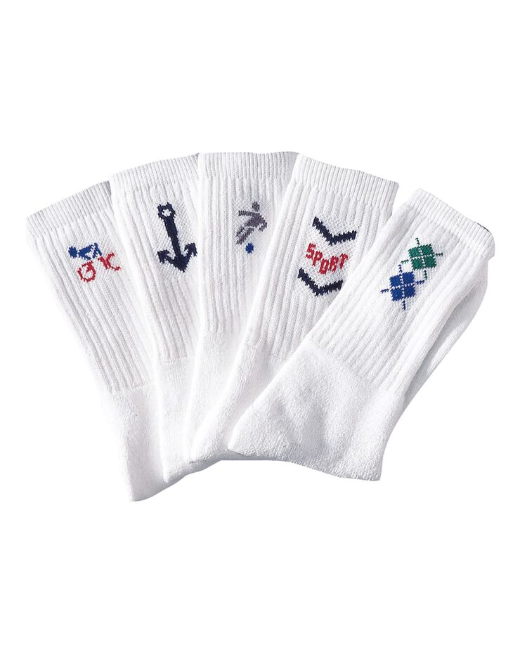Mi-chaussettes motifs sport - lot de 10 paires (blanc) Mi-chaussettes motifs sport - lot de 10 paires (blanc)