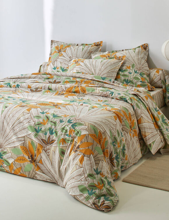 Linge de lit Mada imprim&eacute; grandes fleurs - coton 57 fils/cm&sup2; (vert)