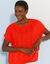 Pull manches courtes, maille ajourée (orange)