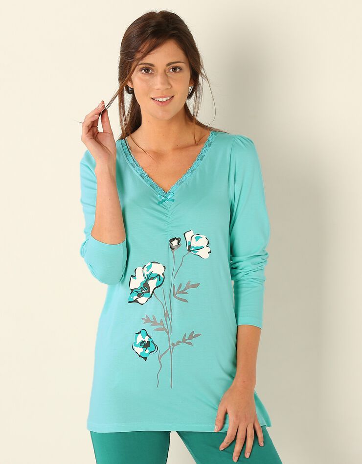 T-shirt pyjama jersey manches longues (aqua) T-shirt pyjama jersey manches longues (aqua)