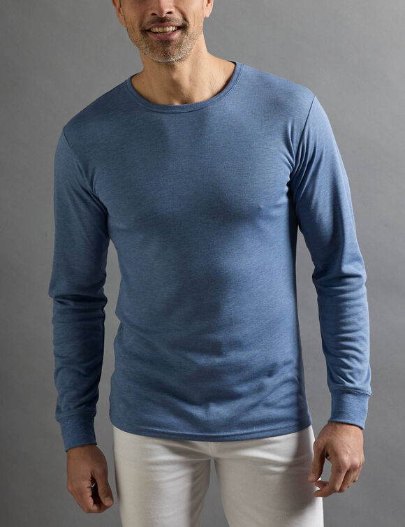 T-shirt sous-v&ecirc;tement homme col rond manches longues chaleur intense - lot de 2 (jeans)