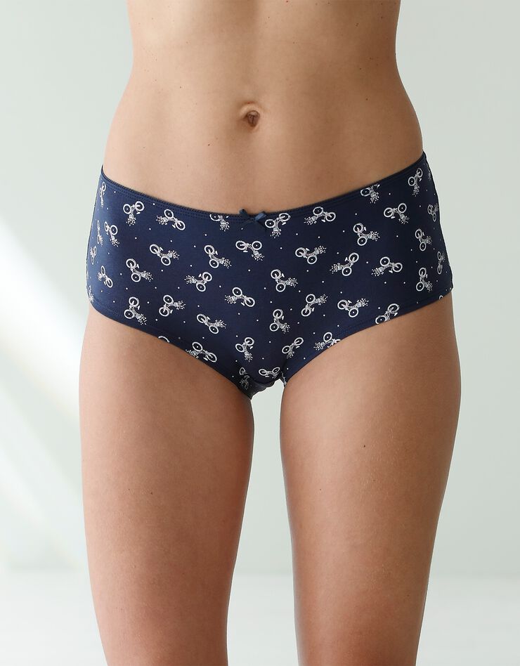 Shorty coton imprimé "bicyclette" - lot de 4 (marine / rose) Shorty coton imprimé "bicyclette" - lot de 4 (marine / rose)
