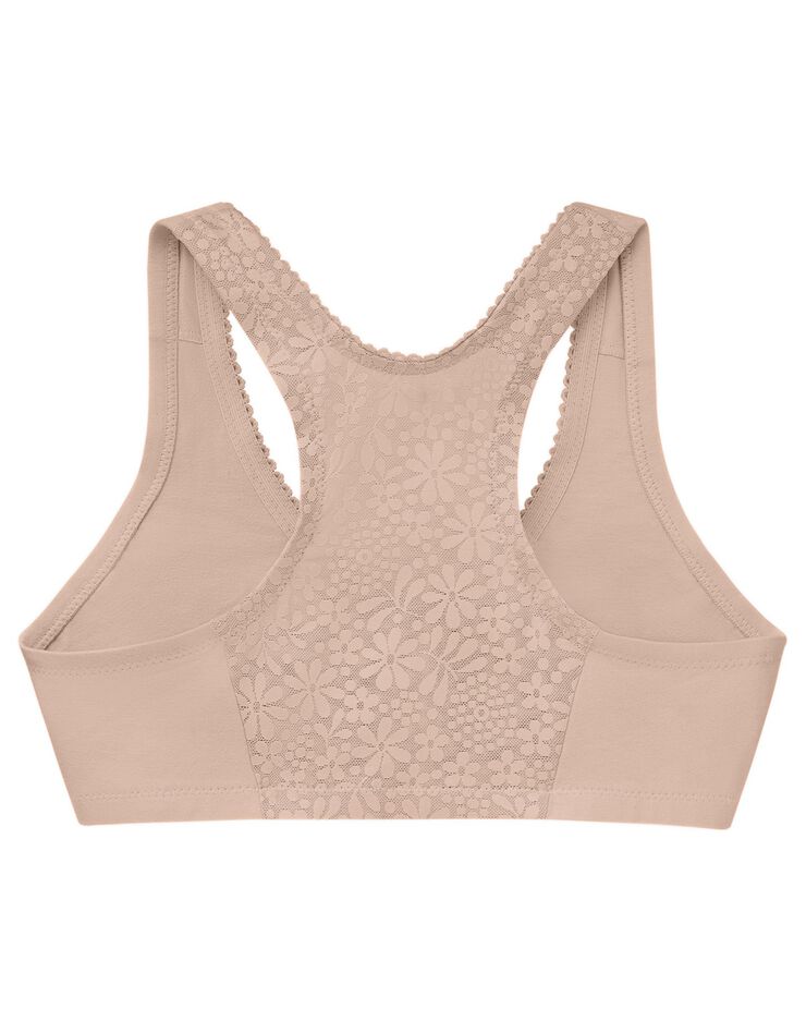 Soutien-gorge coton stretch ouvert devant sans armatures - bonnets groupés (beige e / f) Soutien-gorge coton stretch ouvert devant sans armatures - bonnets groupés (beige e / f)