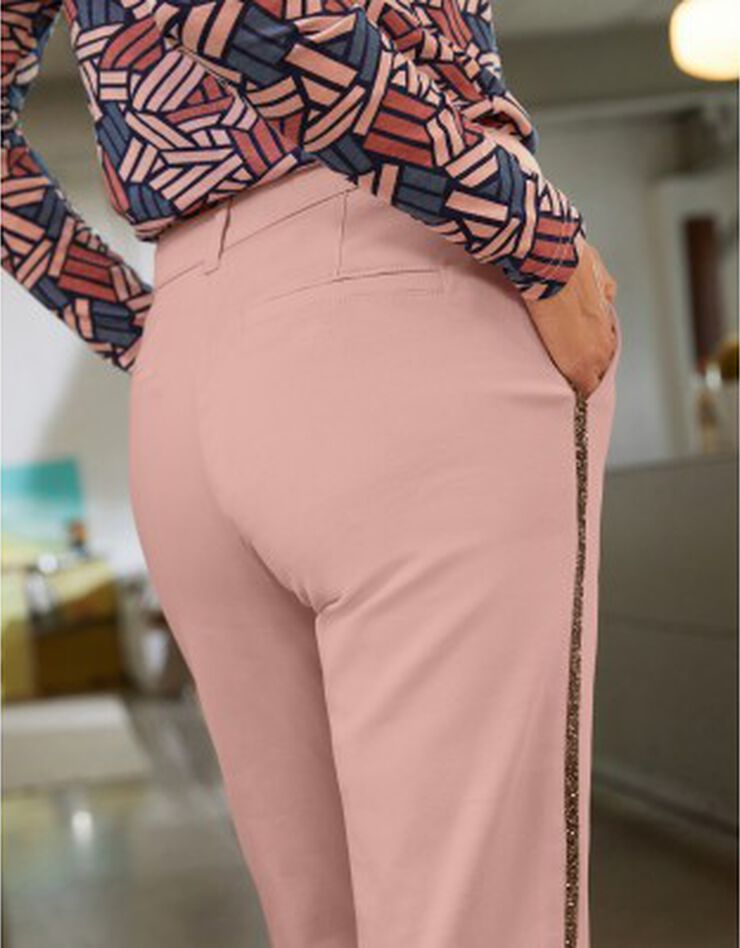 Pantalon chino bande strassée (rose grisé) Pantalon chino bande strassée (rose grisé)