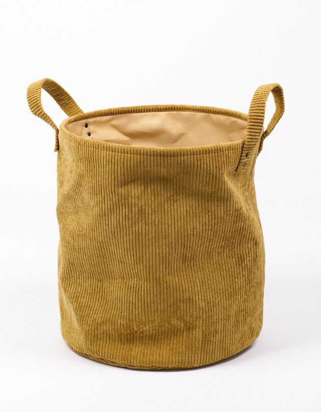 Panier rond velours déco rangement (curry)