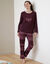 Pyjama pantalon imprim&eacute; coeur, maille polaire (prune)