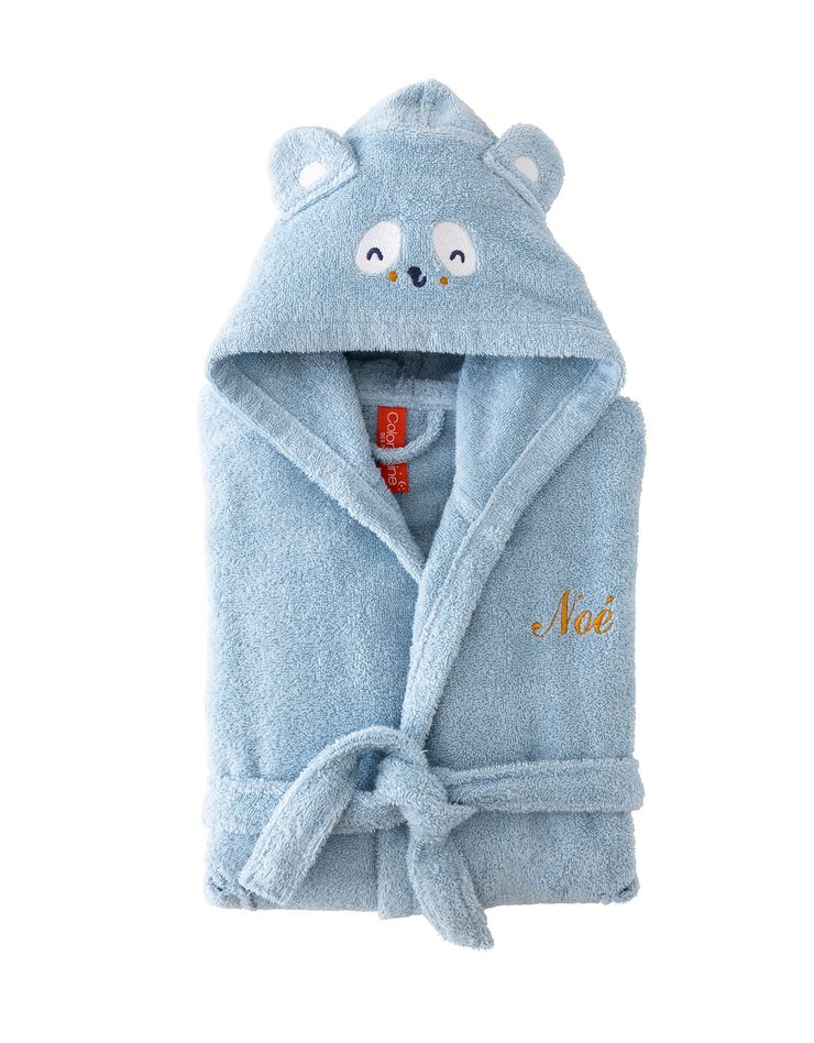 Peignoir de bain enfant personnalisable panda à capuche (bleu glacier) Peignoir de bain enfant personnalisable panda à capuche (bleu glacier)