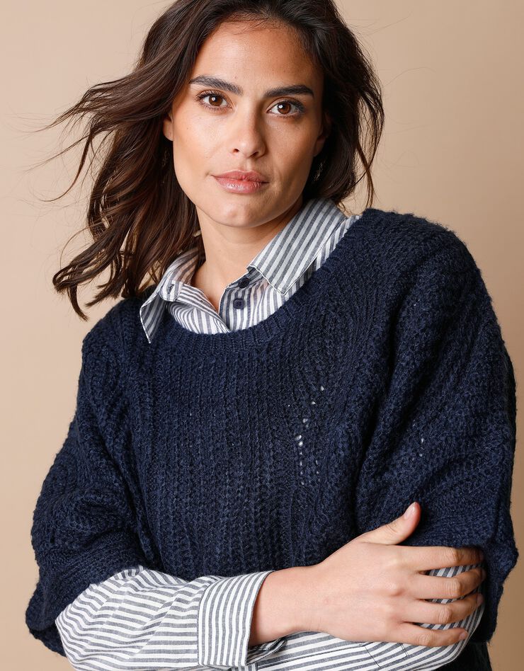 Pull poncho manches coudes (marine) Pull poncho manches coudes (marine)