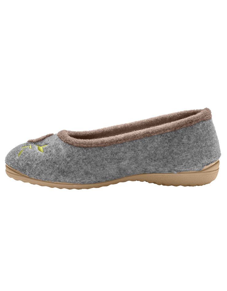 Ballerines feutrine avec fleur appliquée (gris chiné) Ballerines feutrine avec fleur appliquée (gris chiné)