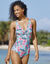 Maillot de bain 1 pièce sans armatures imprimé Bawa (aqua / rose)