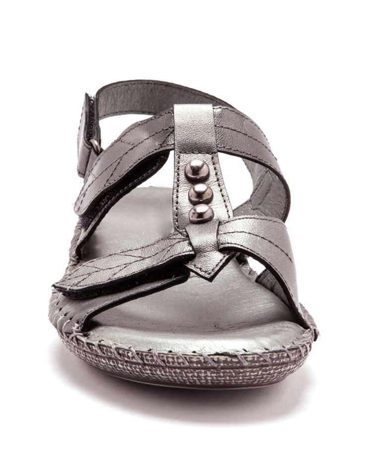Sandales cuir gris - largeur confort (gris)