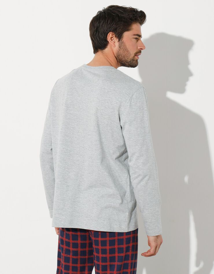 Tee-shirt pyjama manches longues polycoton (gris chiné) Tee-shirt pyjama manches longues polycoton (gris chiné)