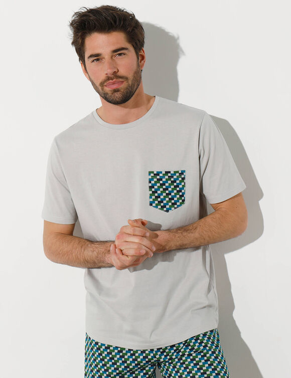 T-shirt pyjama manches courtes gris (gris)
