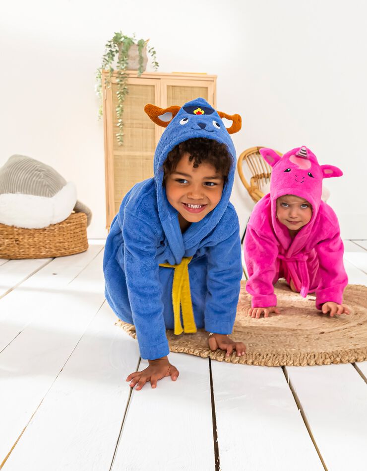 Peignoir de bain enfant Pin-pon à capuche éponge coton - 380g/m2 (bleu dur)