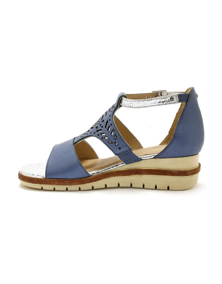 Sandales cuir ajouré pailleté largeur confort (marine) Sandales cuir ajouré pailleté largeur confort (marine)
