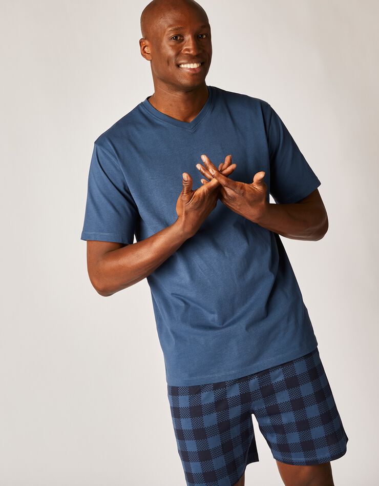 Pyjama short carreaux (marine) Pyjama short carreaux (marine)