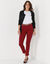 Pantalon 7/8ème fuselé stretch uni (rouge foncé)