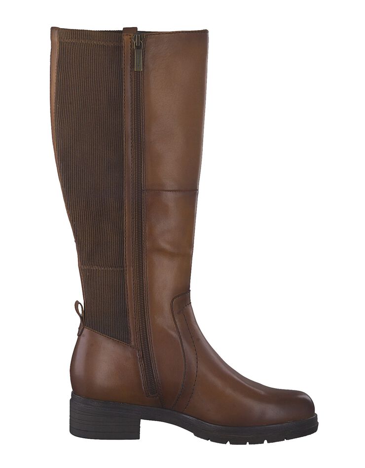 Bottes hautes cuir spéciales mollet large, marron Blancheporte