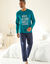Pyjama col rond à message (bleu canard / marine)
