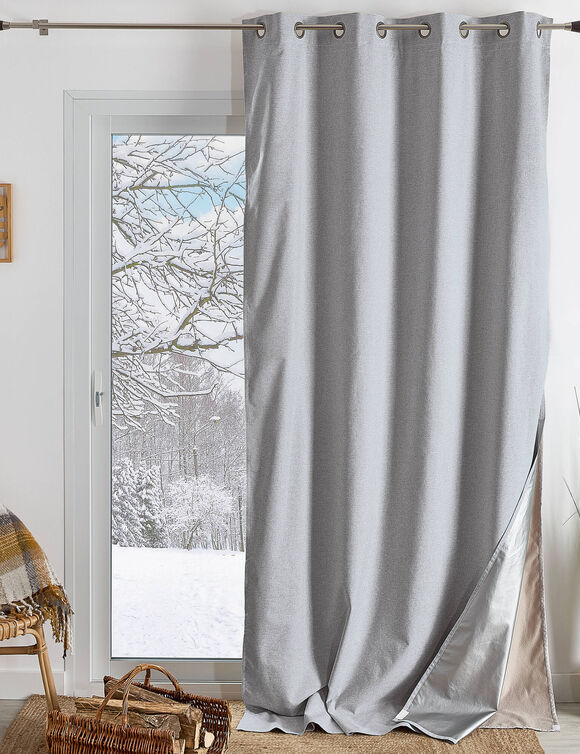 Rideau été / hiver occultant et thermique (gris)
