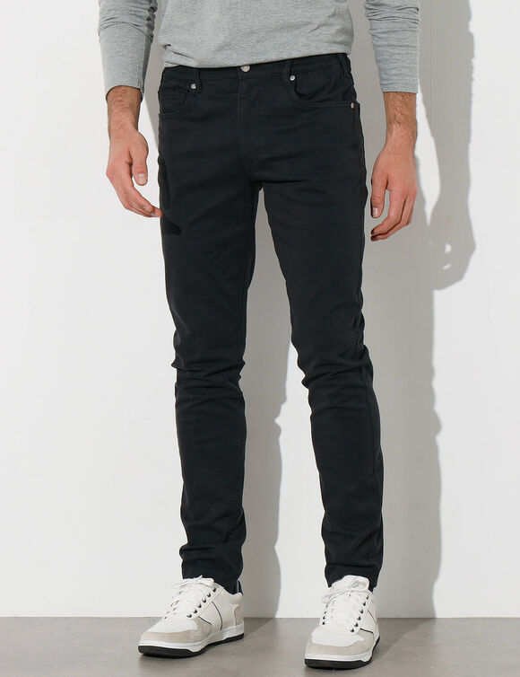 Pantalon droit 5 poches twill coton extensible (noir)