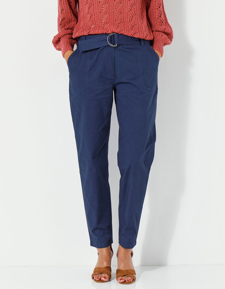 Pantalon droit ceinturé (marine) Pantalon droit ceinturé (marine)