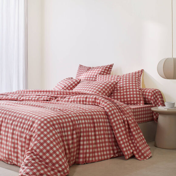 Linge de lit Lou en flanelle imprim&eacute;e (bois de rose)