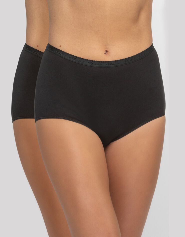 Culotte coton biologique(1) forme midi - lot de 2 (noir) Culotte coton biologique(1) forme midi - lot de 2 (noir)