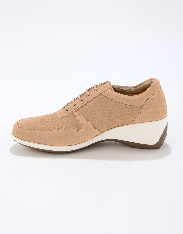 Baskets zippées compensées en cuir femme (beige) Baskets zippées compensées en cuir femme (beige)
