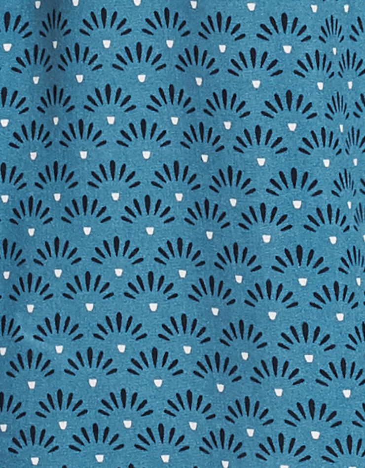 Tunique imprimée boutonnée manches longues (bleu canard)
