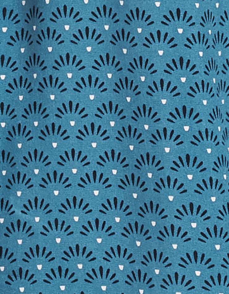 Tunique imprimée boutonnée manches longues (bleu canard) Tunique imprimée boutonnée manches longues (bleu canard)