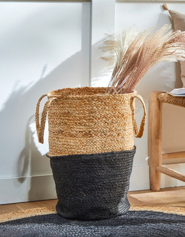 Panier jute tressé naturel / noir (naturel/noir)