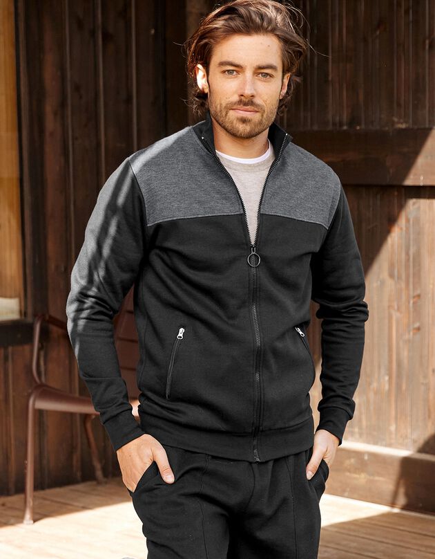 Veste molleton zippée (noir / anthracite)