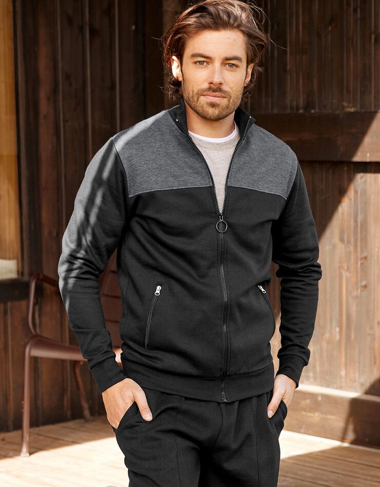 Veste molleton zippée (noir / anthracite)