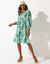 Robe courte imprimé fleuri (écru / vert)