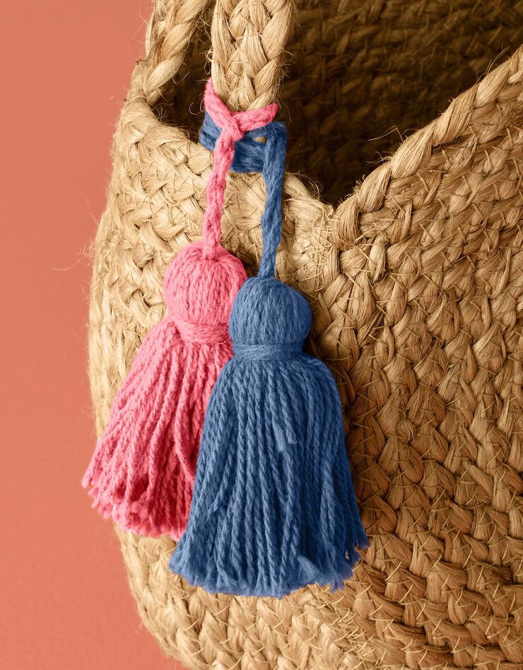 Sac rond en jute finition pompons Indian Summer (naturel)