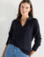 Pull col polo, maille fantaisie  (marine)