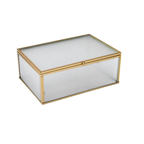 Boîte de rangement en verre et métal (doré)