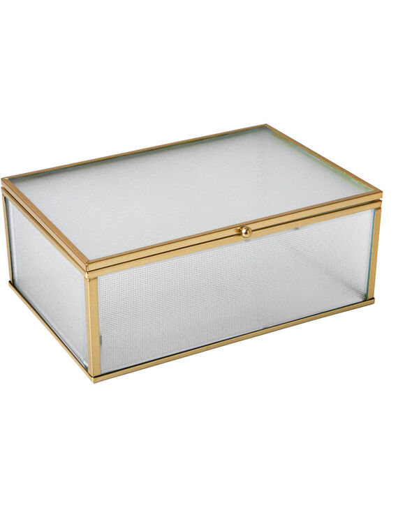 Boîte de rangement en verre et métal (doré)