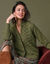 Gilet boutonné col montant, maille fantaisie  (vert mousse)