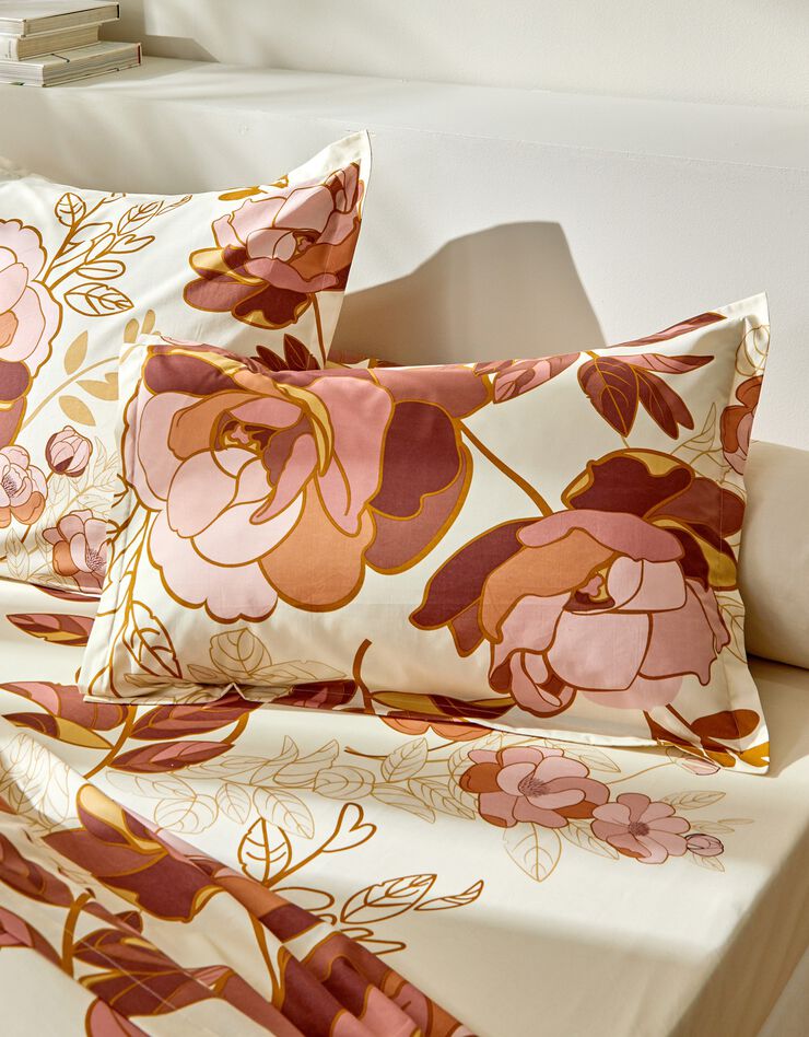 Linge de lit Louise imprimé floral – percale coton (ivoire)